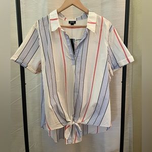 Striped hi-low cotton top